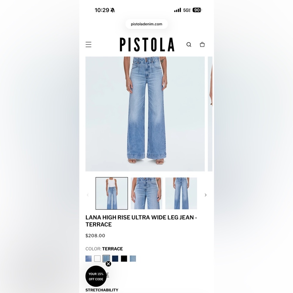 Pistola Women's High Rise Ultra Wide Leg Jeans Lana Light Blue 24